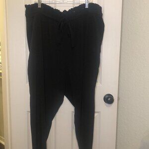 Stylus‎ Paperbag Waist high-rise loose fit tapered black trouser sz 2X w pockets